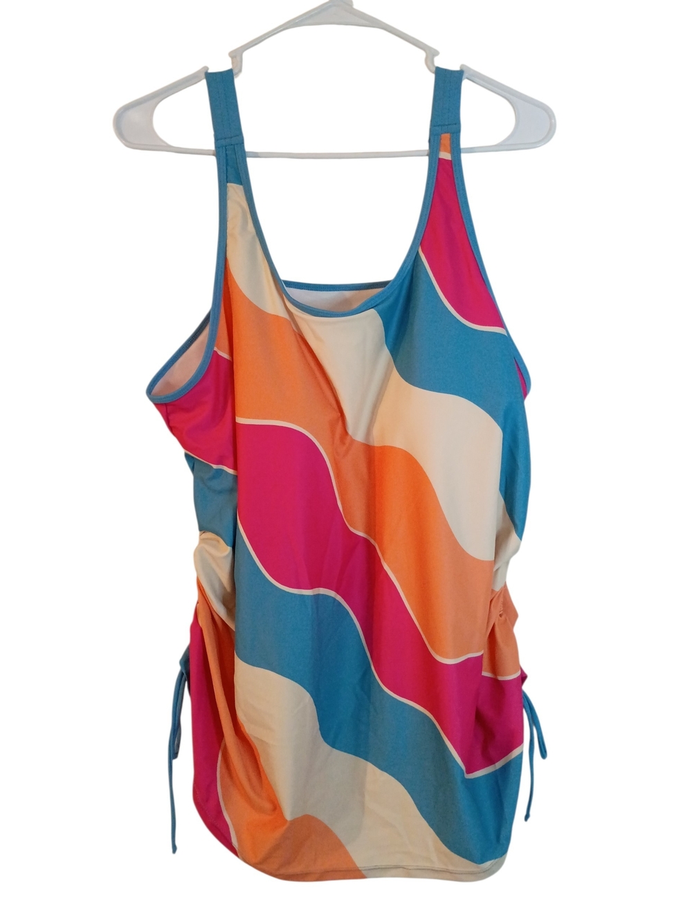 Bloomchic Vibrant Orange Fuschia and Cream Vintage Look Tankini Swimwear